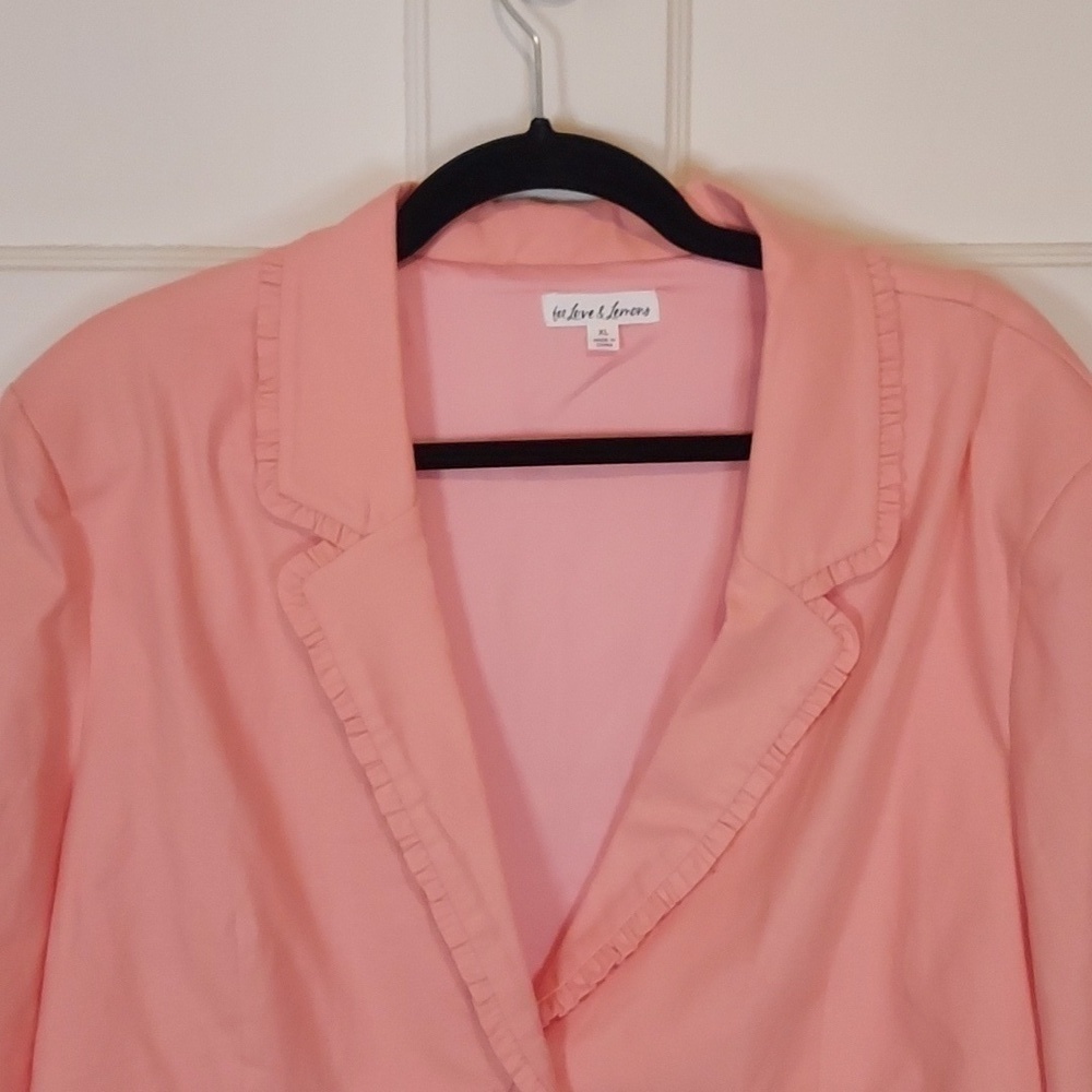 For Love and Lemons Peach Linen Blend Cropped Blazer Size XL - Picture 2 of 14